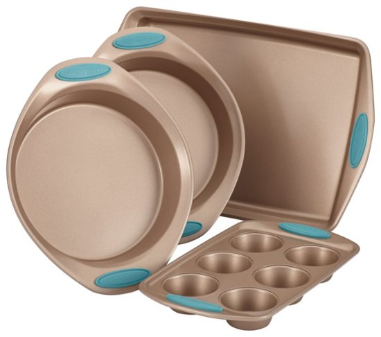 Rachael Ray - Cucina 4-Piece Nonstick Bakeware Set - Latte Brown/Agave Blue